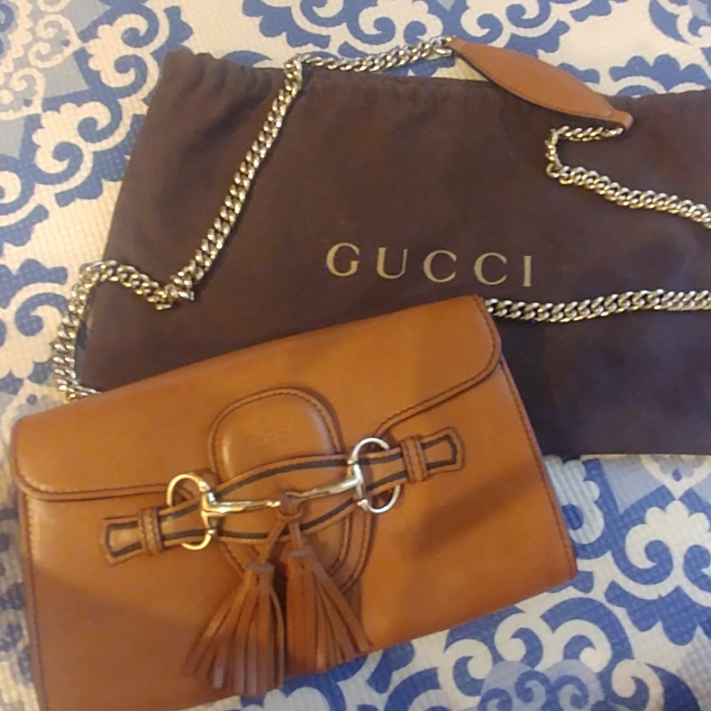 'Emily' calfskin Gucci horsebit shoulder bag